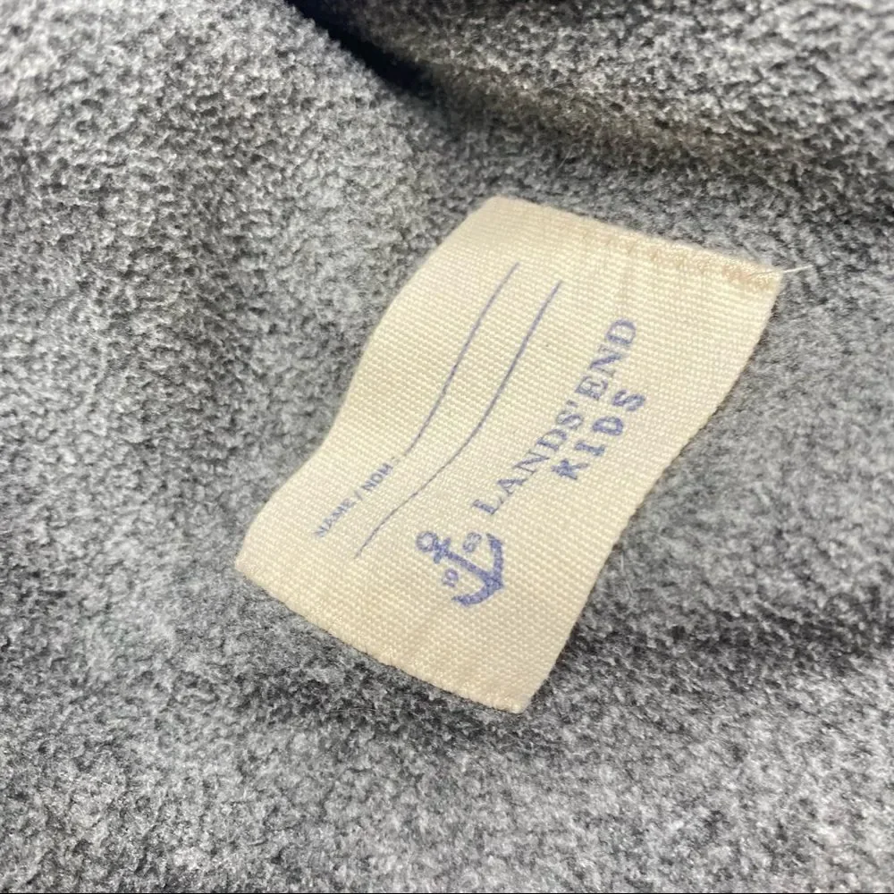Lands’ End full zip fleece hooded full zip gray jacket boys girls‎  youth large
